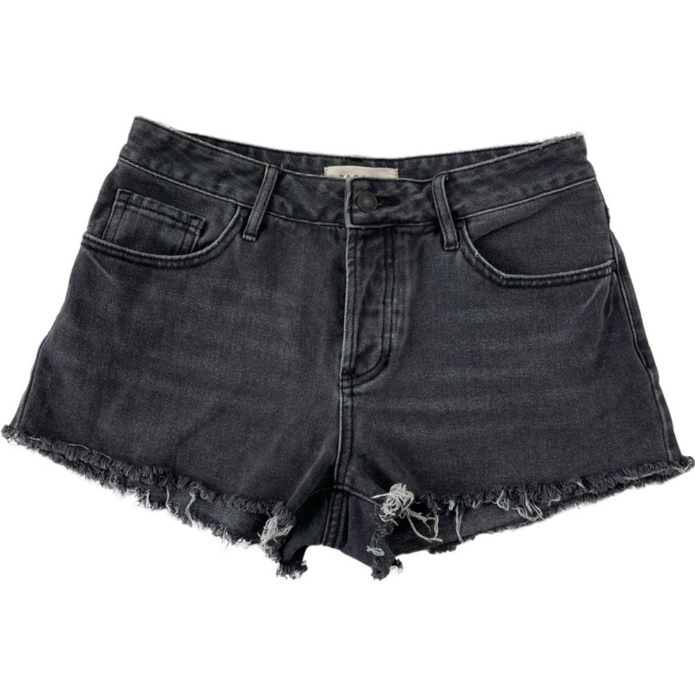 ✅ PacSun Dark Gray Mid rise jean shorts frayed raw hem 100% cotton size 25